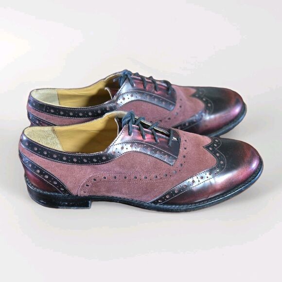 M. Gemi Lucro Wingtip Oxford Shoe Womens Sz 7 /37.5 Burgundy Red Leather Lace up - Picture 3 of 7